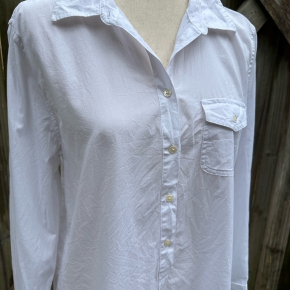 J. Crew Factory White Cotton Classic Everyday Popover Tunic Blouse - Picture 8 of 9